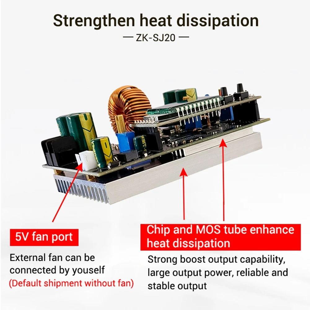 ZK-SJ20 Automatic Step Up Down Module MPPT with LCD Display Buck Boost Converter Power Supply Module Adjustable Board