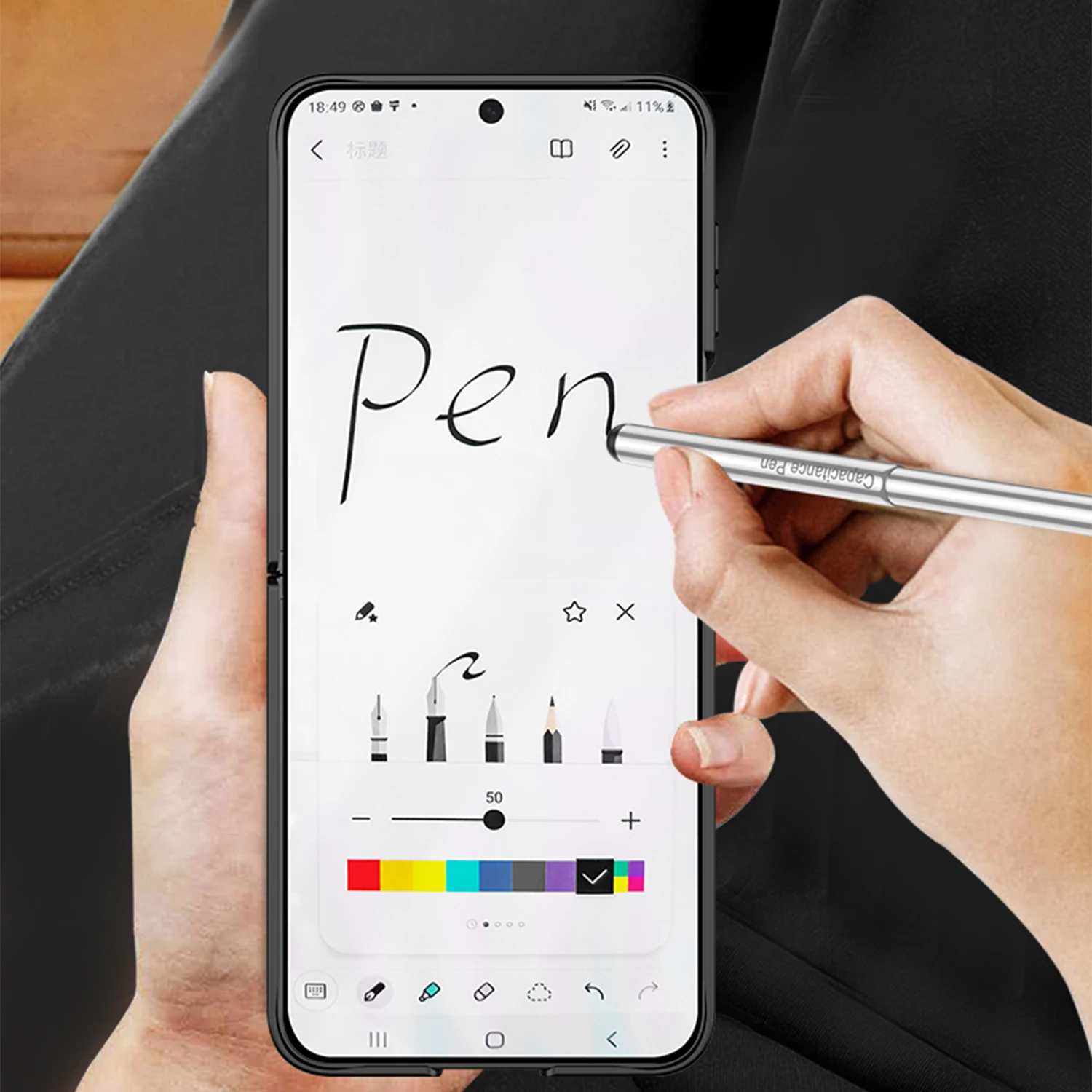 Luxury Magnetic Invisible Pen Slot Slim Matte Phone Case with Screen Film for Samsung Galaxy Z Flip