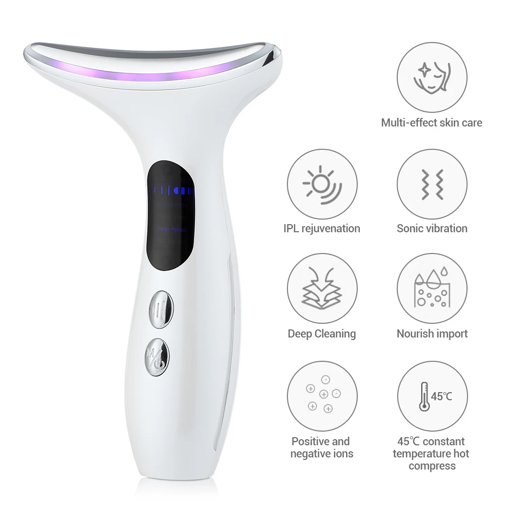 Facial Massager Instrument Beauty Instrument EMS Facial Lifting 3 Colors Led Photon Therapy Anti Wrinkle Double Chin Remover Skin Care Tools