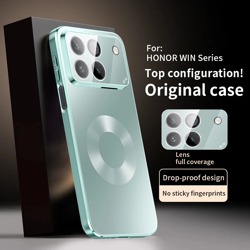 Magnetic Protective Case with Camera Lens Film for Wireless Charging - Stylish Phone Back Cover