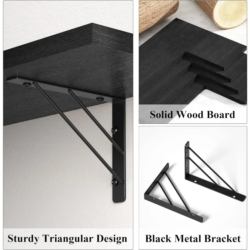 Corner Shelf Wall Mounted,Floating Wall Shelves for Storage,Rustic Wood Hanging Shelves for Display 6