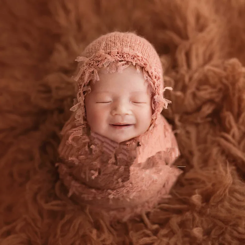 New style newborn photo hat feather edge mohair photo studio baby photo modeling handmade hat 2
