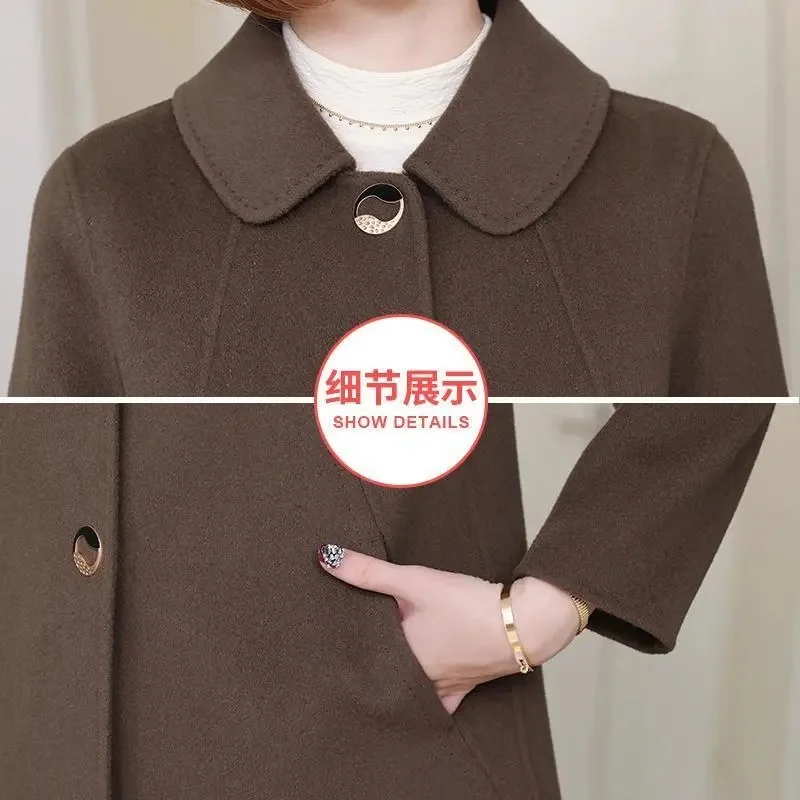 Double-Sided Woolen Woolen Women's Coat 2022 Autumn Winter New Slim Fit Zero Cashmere Middle-Aged Woolen Coat Female Mid-Length