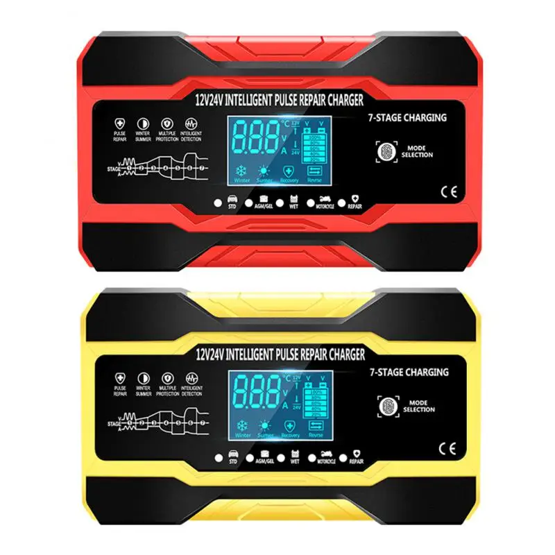 

Bloopow EU US 0611 Car Battery Charger 12V Digital Display Moto Battery Charger Power Puls Repair Chargers Wet Lead Acid