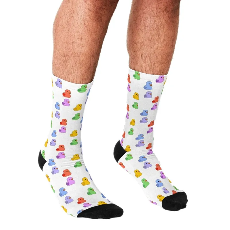 

Men's Funny socks Colourful Rubber Duckies Socks harajuku Men Happy hip hop Novelty cute boys Crew Casual Crazy Socks for men
