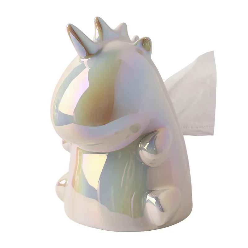 Creative INS Unicorn Ceramic Tissue Box Light Luxury Home Living Room Decoration Drawout Paper Box 5