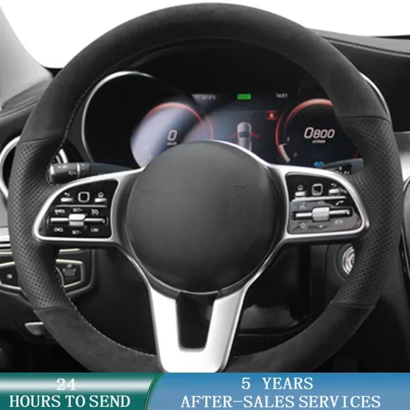 

Кожаная оплетка на руль автомобиля для Mercedes Benz A Class 2019-2020 GLC GLB 2020 CLS 2018-2020 замшевая оплетка автомобильные аксессуары
