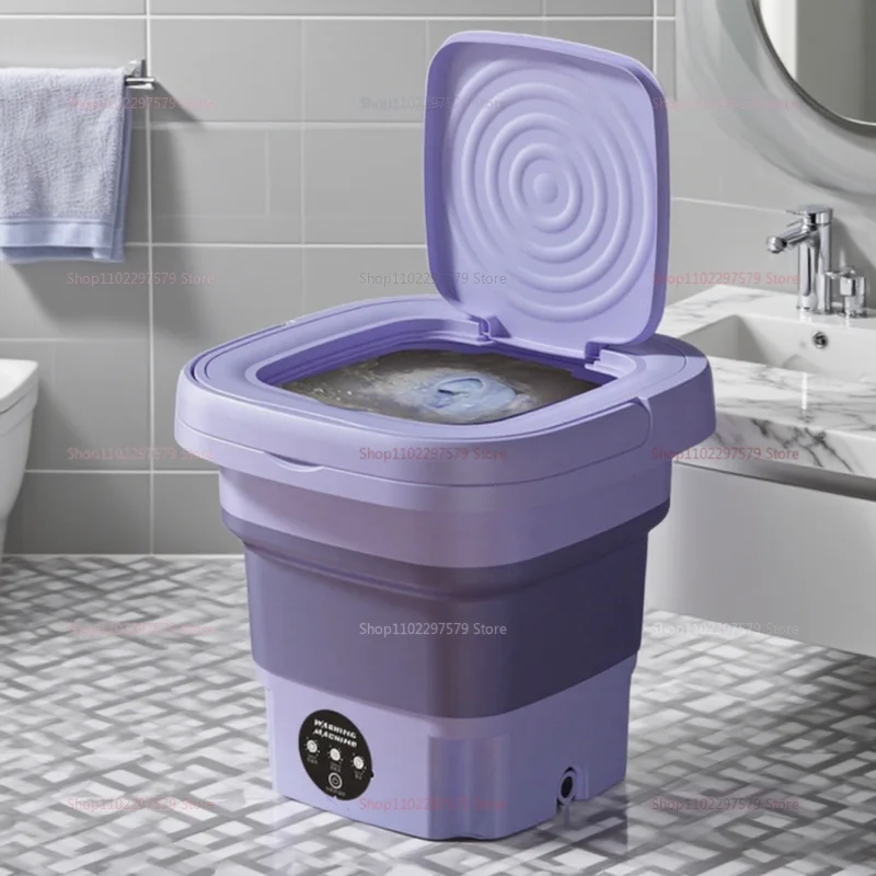 Portable small folding washing machine with a rotary dryer for socks, underwear washing machine, small home washing machine with EU plug.