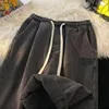 Trendy Japanese Style Fleece Lined Loose Straight Leg Jeans Simple Design Casual Long Pants for Young Men in Autumn