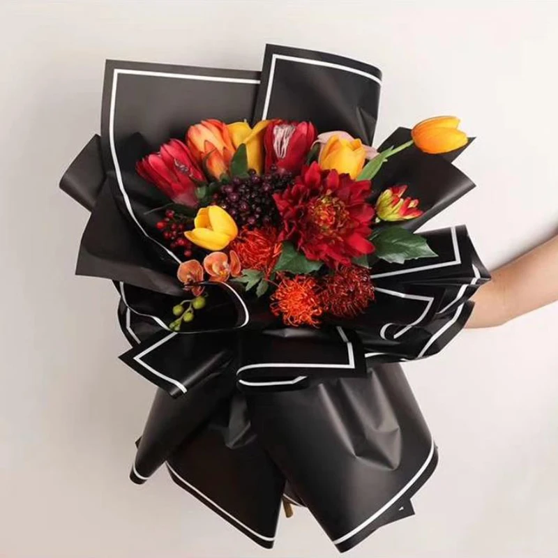 40 Counts Black Fresh Flowers Wrapping Paper,Wraps Waterproof Floral  Wrapping Paper Sheets Fresh Flowers Bouquet Gift Packaging Korean Florist