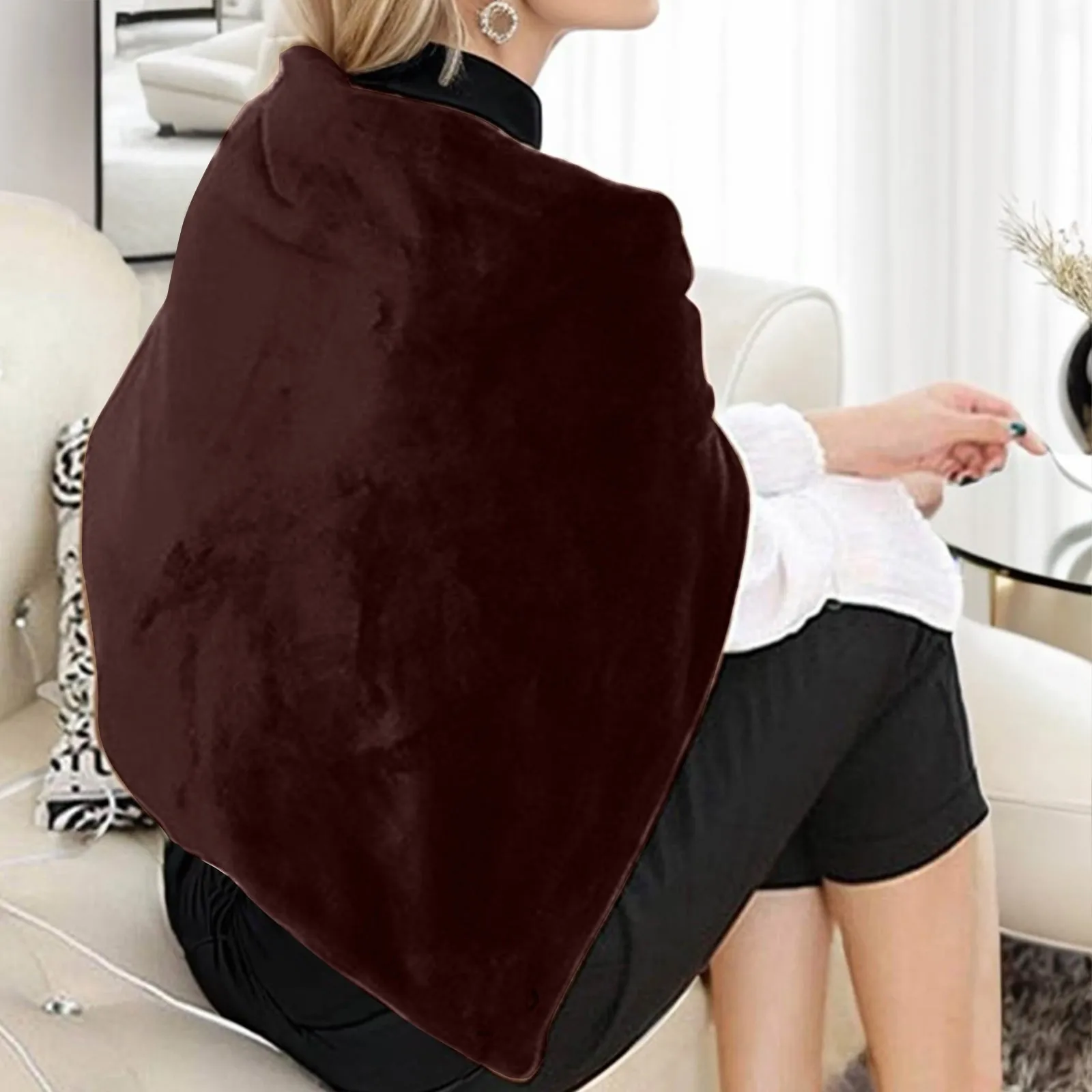 New Heated Shawl Pad Usb Heated Shawl Electric Heated Blanket Plush Flannel Blanket With 3 Heat Level Couch Blankets For Adults