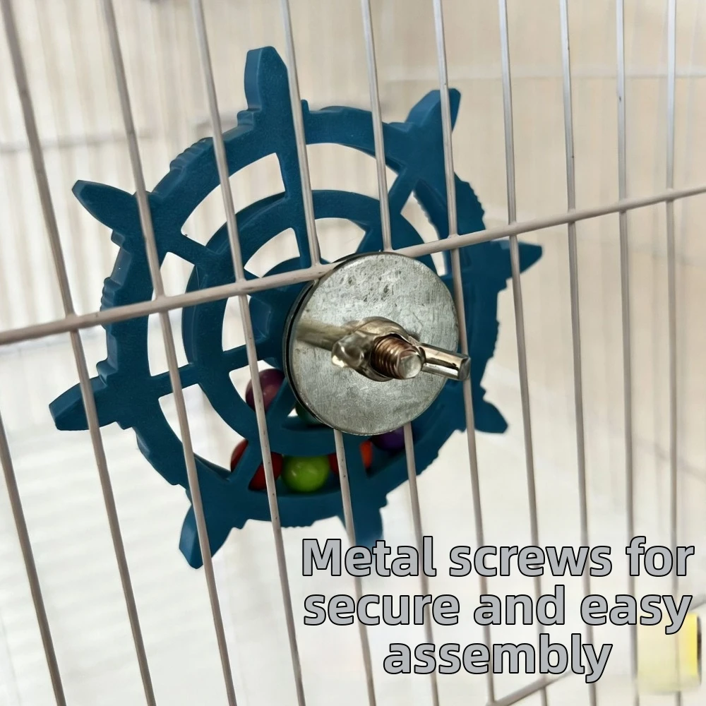 Parrot Spinner Rattle: Bite-Resistant Colorful Bead Bird Cage Toy