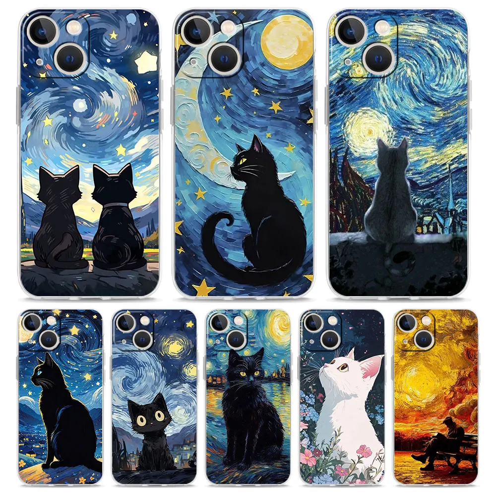 Van Gogh Starry Sky Cat Design Phone Case