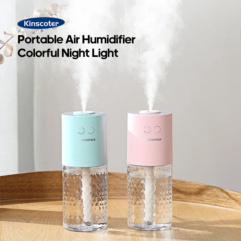 

Wireless Mini USB Air Humidifier Portable Rechargeable Diffuser Ultrasonic Humidifier Nebulizer Sprayer Purifier Color Light