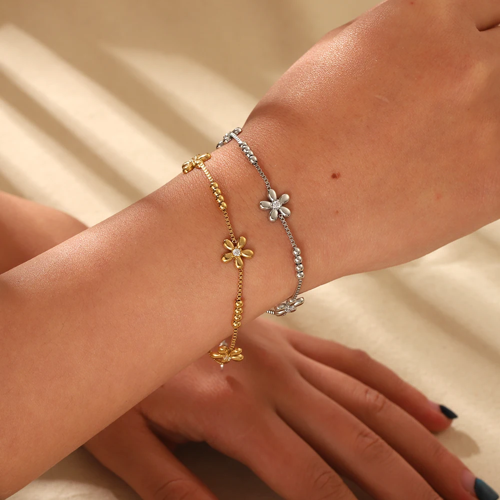 Bracciale Donna In Acciaio Inossidabile – Placcato Oro O Argento Con Zirconi – Ipoallergenico, Non Annerisce