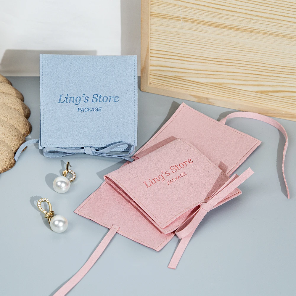 100 Stück personalisierte Mikrofaser-Schmuckbeutel mit Logo, Hochzeitsgeschenke, Süßigkeiten-Organizer, Samt-Geschenkbeutel, Ohrring-Verpackung, Aufbewahrungsbeutel – Detail 7