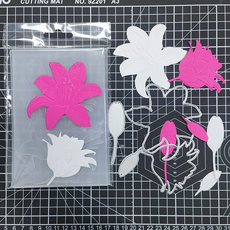 Plastic Embossing Folder Embossing Folder New Beautiful Lily Flower 3d Relief Plastic Embossing Folder And Mold For Card Making Scrapbook Paper Diy Decorative Products