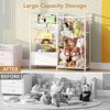 Kids Bookshelf and Stuffed Animal Storage - Multi-Function Nursery Book Shelves with Leather Toy Box and Display, Toy Organizer 4
