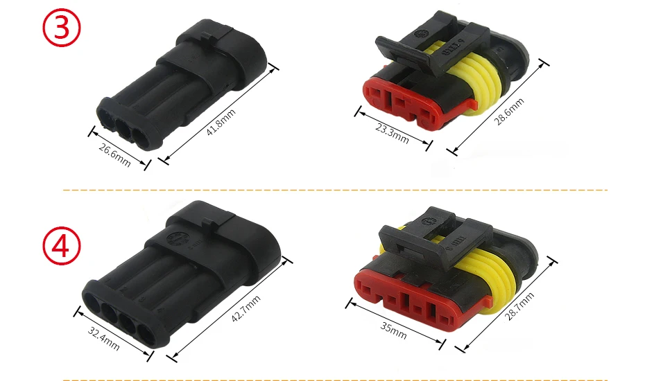 Description Picture 3 of item1 Set 1 2 3 4 5 6 Pin Super Seal AMP Electrical Connector Automotive Waterproof Xenon Lamp Male And Female Plug For Car