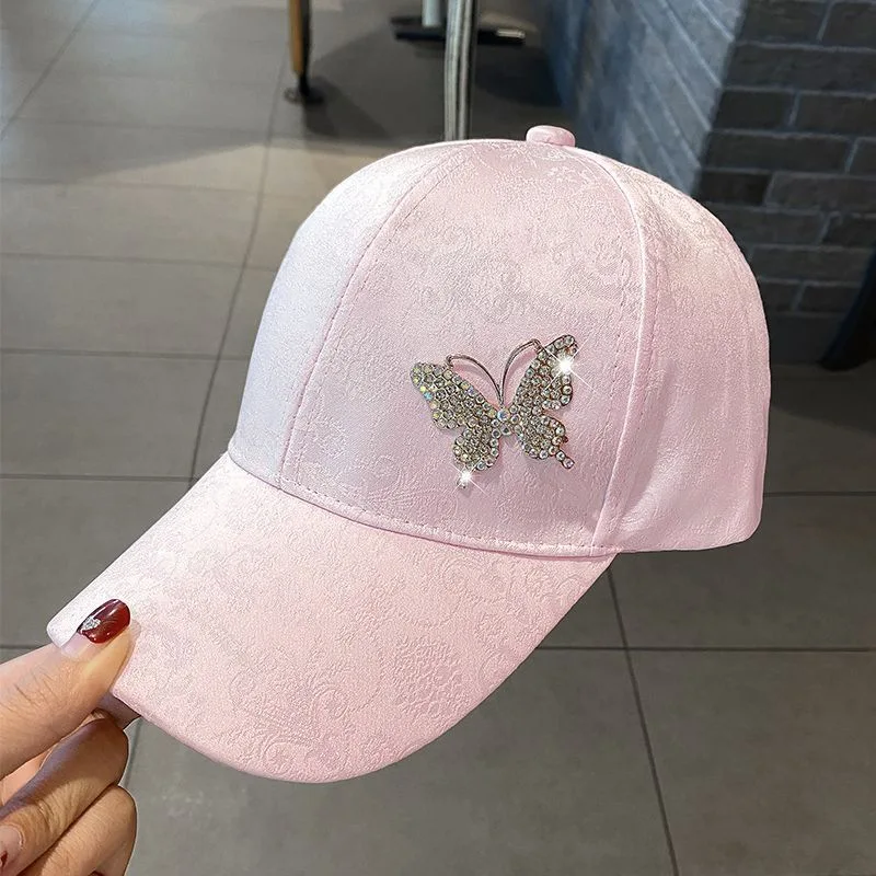 Damen Sommer Neue Vielseitige Kappe Strass Schmetterling Schweiß Absorbieren Sonnenschutz Sonnenhut Mode Vielseitige Baseball Kappe Atmungsaktiv – Detail 7