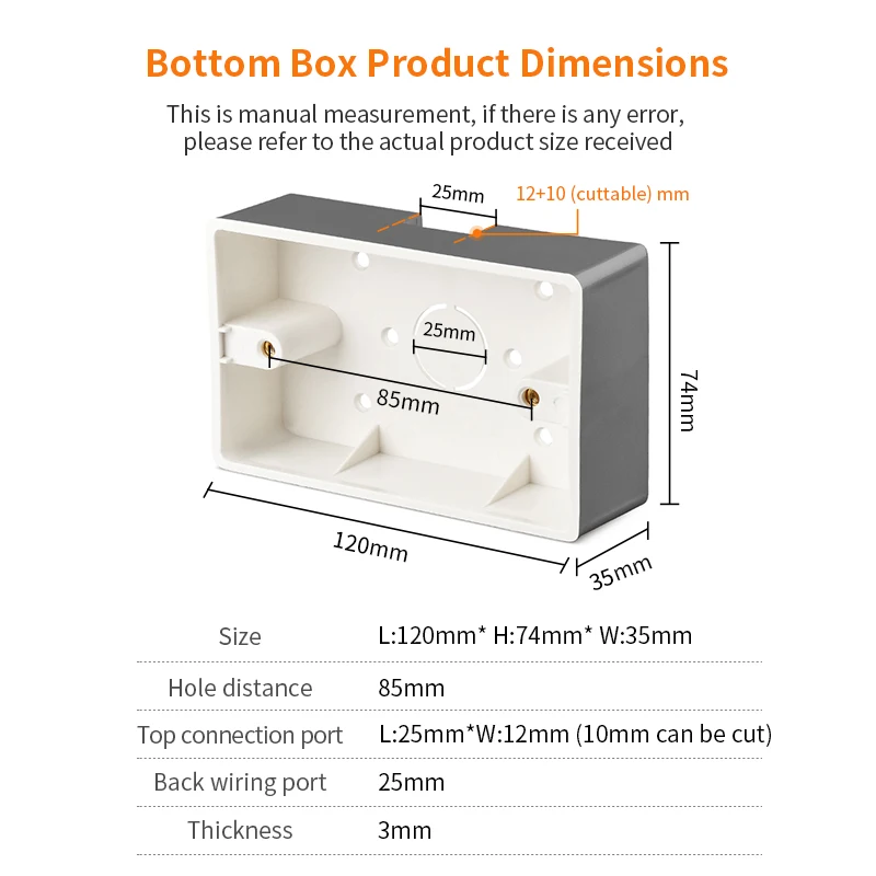 118 Type Surface Mounting Box Wall Switch Socket Bottom Installation Box Back Junction 120*74mm