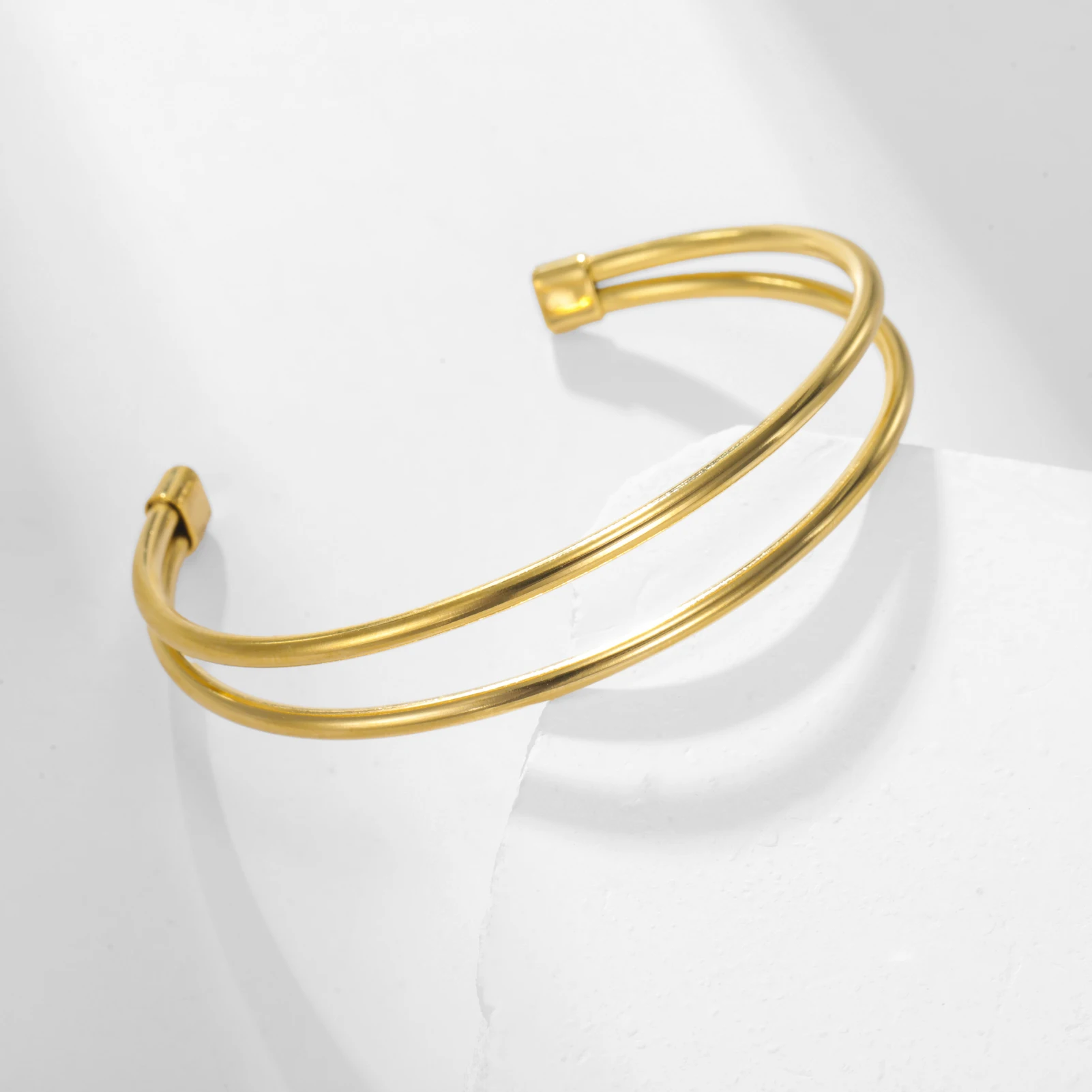 COOLTIME Boho-Armband für Damen, Edelstahl, goldfarben, minimalistischer offener Armreif, Schmuck, Geburtstagsgeschenk – Detail 9