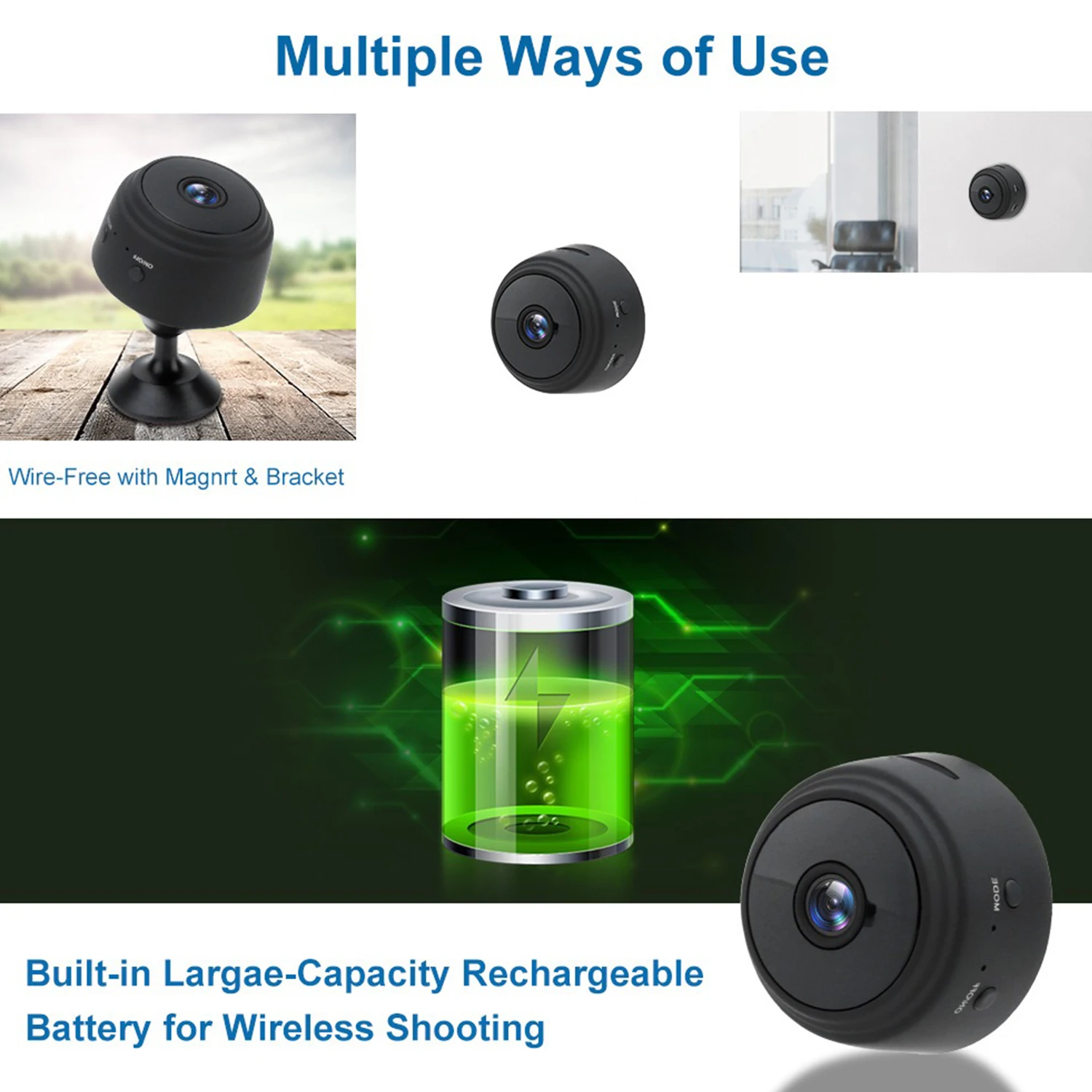 1080P A9 Mini Wifi Camera Magnetic Network Security IP Camera Night Vision Wifi Wireless Portable Infrared Video Voice Record 6