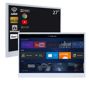 Souria TV LED impermeabile intelligente da 27 pollici di colore bianco per bagno Android WiFi Hotel IP66 Bluetooth ATSC DVB DTV sintonizzatore Hotel SPA 1