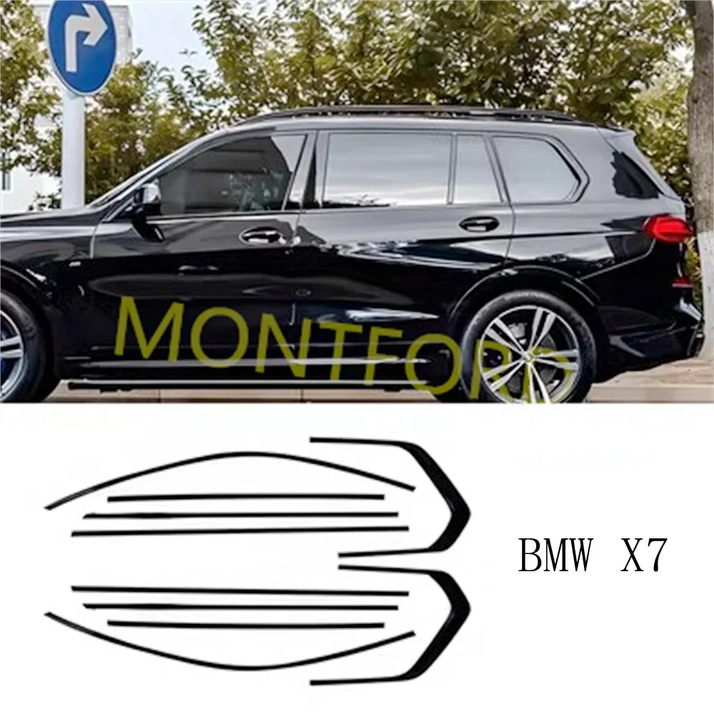 블랙 스틸 몰딩 프레임 스트립 트림 커버, BMW X7 G07 2019-2023 용