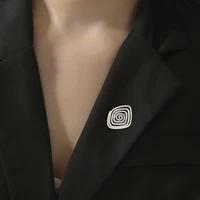 Stainless Steel Spiral Swirl Brooch for Women Men Gold Plated Geometric Suit Lapel Pin Trend Jewelry Accessories Gift Wholesale 5