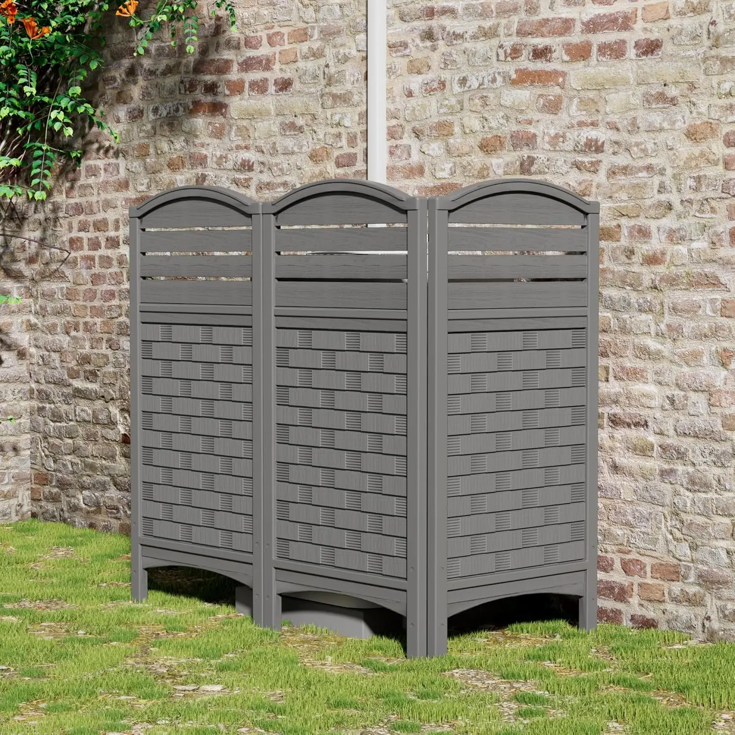 Outdoor Fence Privacy Panels,Resin Privacy Fence Panels for Outside,Air Conditioner/Trash Can/Pool Equipment Enclosure 4-Pack