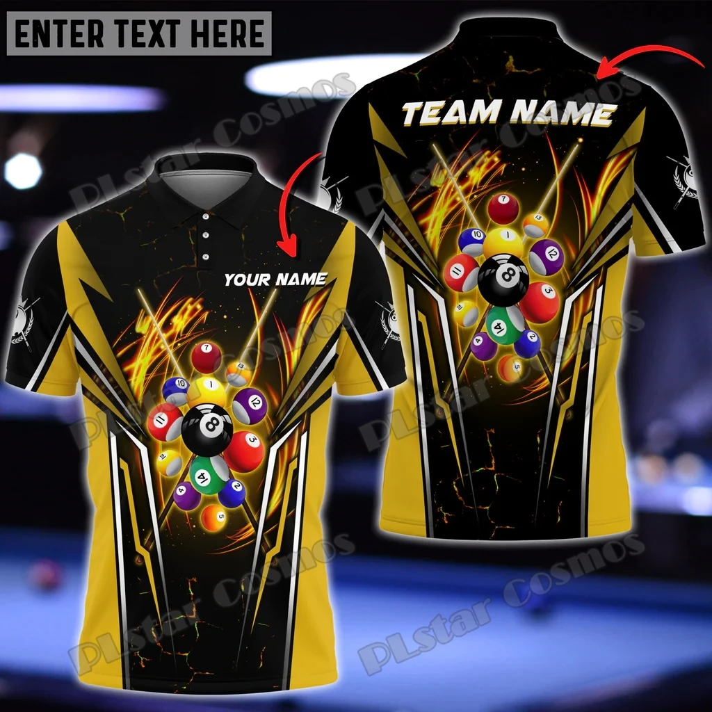 Billard 8-Ball-personalisierter Name, mehrfarbige Option, 3D-gedruckt, modisches Herren-Poloshirt, Sommer, Unisex, lässiges Poloshirt WK 148 – Detail 14