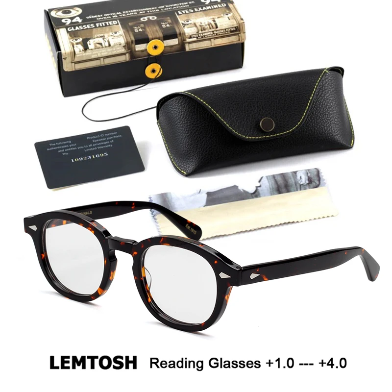 

Lemtosh Reading Glasses Men Johnny Depp Presbyopic Diopter Women Luxury Brand Vintage Acetate Frame Eyeglasses +1.0 +2.0 +3.0