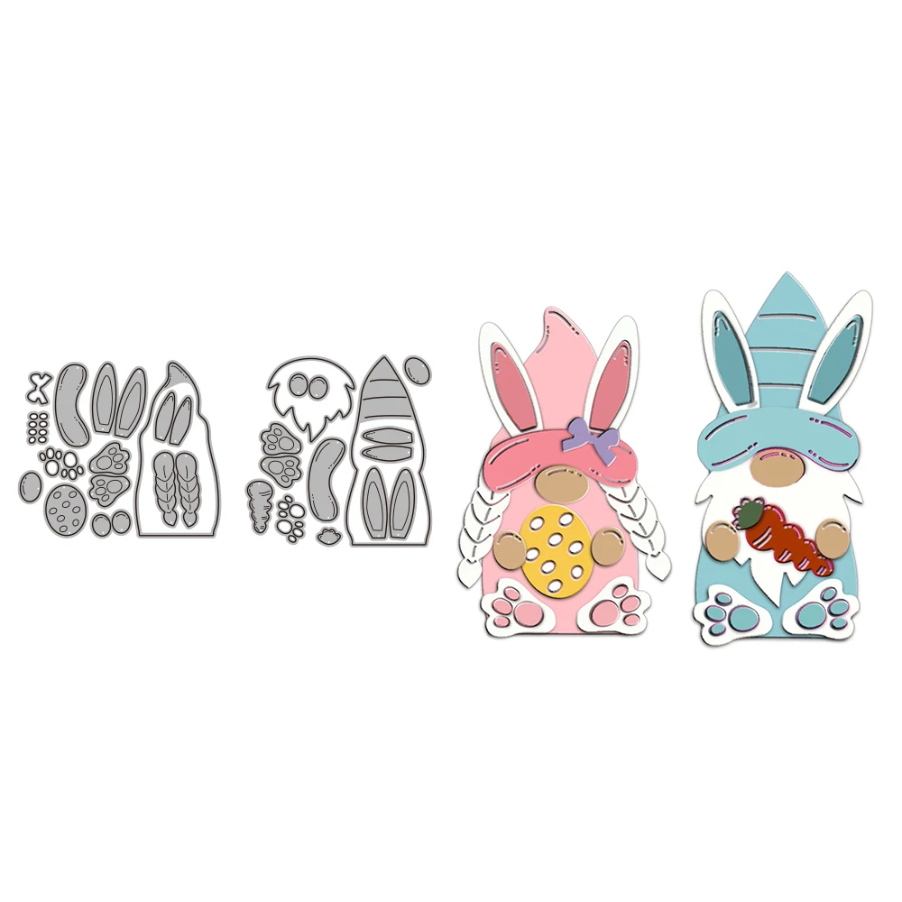 Mangocraft Easter Rabbits Gnome Cutting Diy Scrapbooking Forniture Lovely Metal Cut Dies Knife Mold For Cards Album Decor