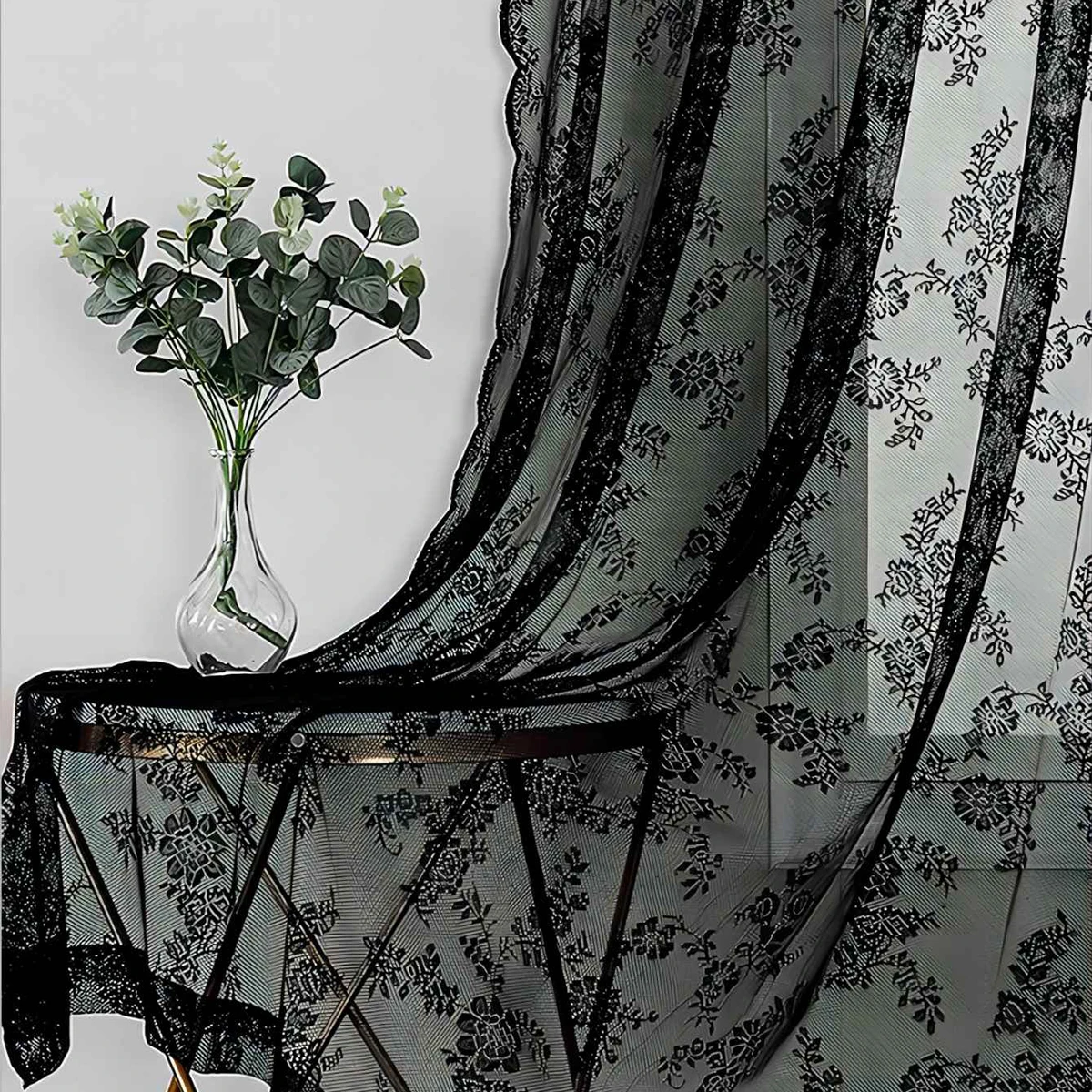 1PC lace German curtain with pole style window screen curtain, suitable for beautifying curtains in living rooms and bedrooms 6