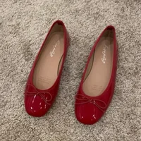 Retro Ultra-soft Women Shoe Spring Bow Red Flat Sole Single  Leisure Comfortable Leather Shoe New Ballet Shoe Zapatos Mujer 1