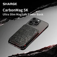 SHARGE CarbonMag Magsafe Power Bank Slim Magnetic Portable Charger 5000mAh Carbon Fiber PD 20W Fast Charging for iPhone 16 Pro 1
