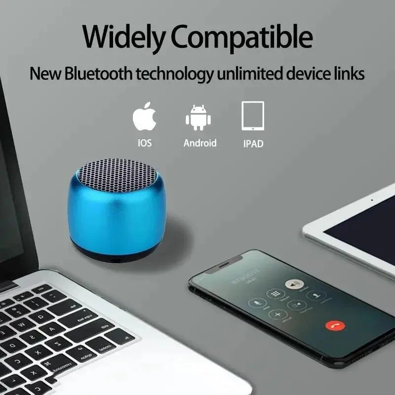 Portable Metal Bluetooth Speaker – Compact Wireless Outdoor Loudspeaker with USB and Subwoofer for Rich Audio Experience