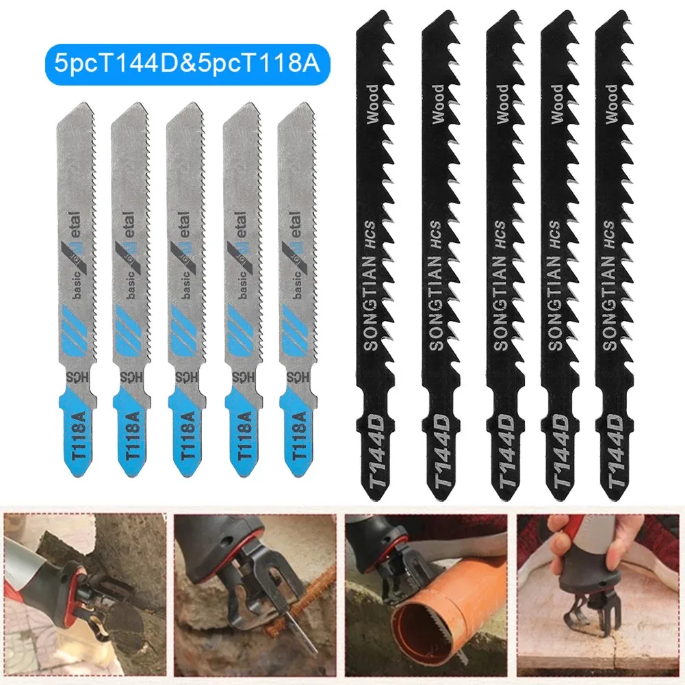 

10Pcs Jig Saw Blades Set T144D/T118A Type HSS For Cutting Stainless Steel Plates Iron Plates Iron Fast Cutting Woodworking Tools