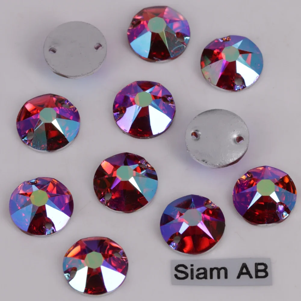 100개/세트, 고품질 8mm 10mm 12mm 컬러 AB 플랫백 XIRIUS 라운드 레진 바느질용 스톤