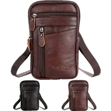 

Men's Crossbody Genuine Leather Waist Packs Phone Pouch Bags Waist Bag Male Small Chest Shoulder Belt Bag