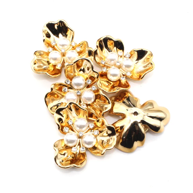 진주 라인석 합금 데이지 플라워 의류 액세서리