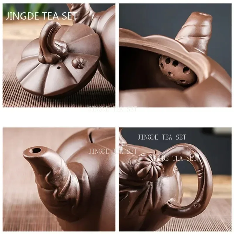 Yixing Purple Clay Teapot Large-capacity Pumpkin Pot Zhu Mud Handmade Filter Tea Maker Chinese-style Purple Sand Tea Set 780ml
