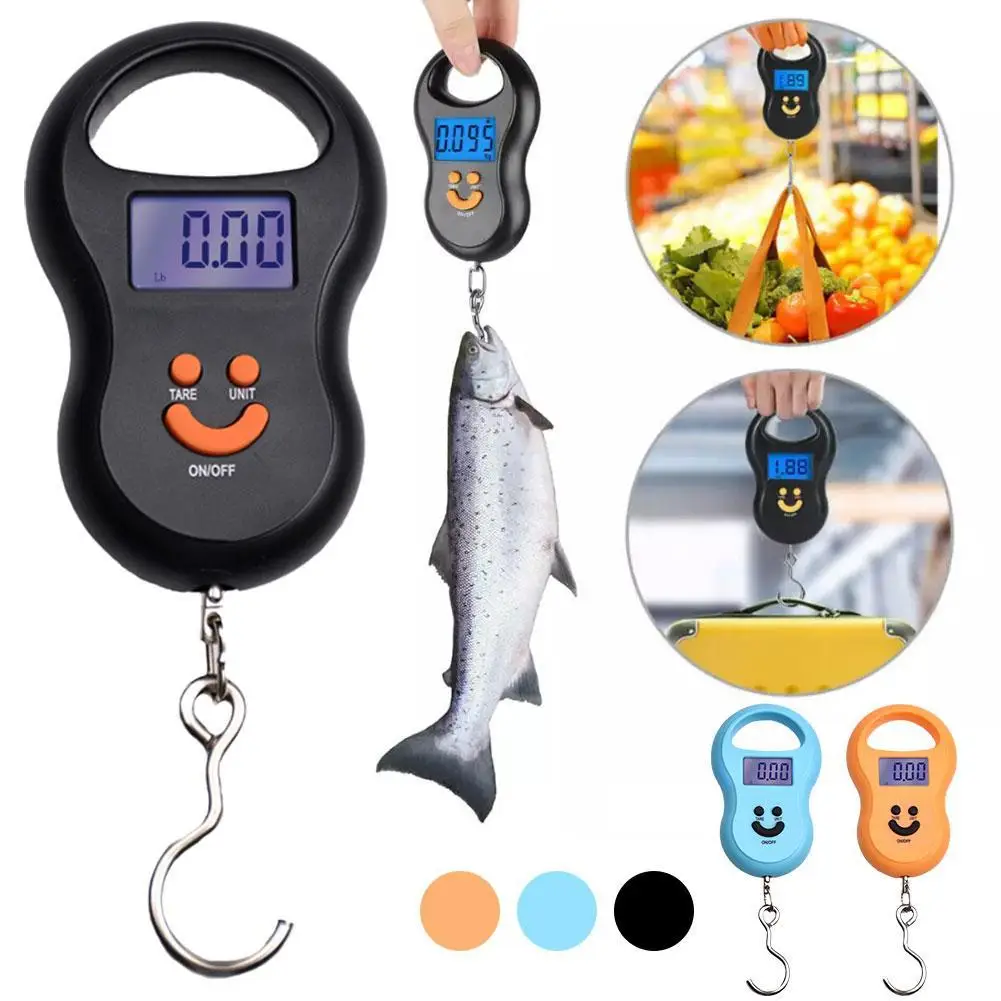 Electronic 50Kg Hanging Scale LCD Kitchen Digital Scale BackLight Fishing Weights Pocket Travel Luggage Scales