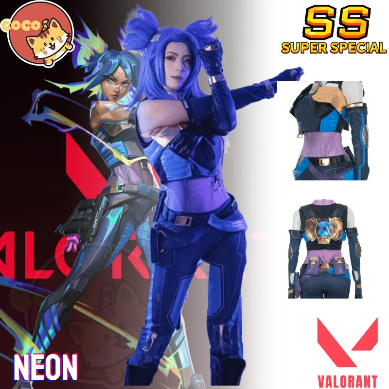 CoCos-SS Game Valorant Neon Cosplay Costume Girls Top Pants Set Fantasia  Women Halloween Carnival Female Role Disguise Suit