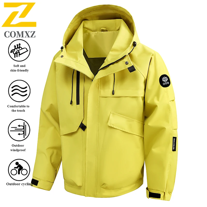 EiAO Jacket Workwear Waterproof Windproof Streetwear Coat for Hiking Camping Fishing Trendy Youth Outdoor Spring/Fall Fashion