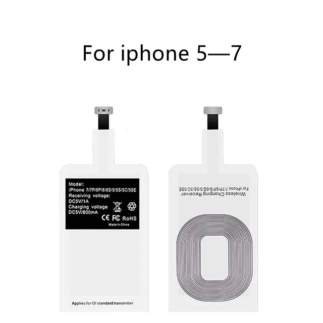 Wireless Charging Receiver Qi Inductive Charging Adapter for IPhone 7,6,5, Samsung Huawei Type-c Micro Usb Qi C Basic Connector ipad wireless charging Wireless Chargers