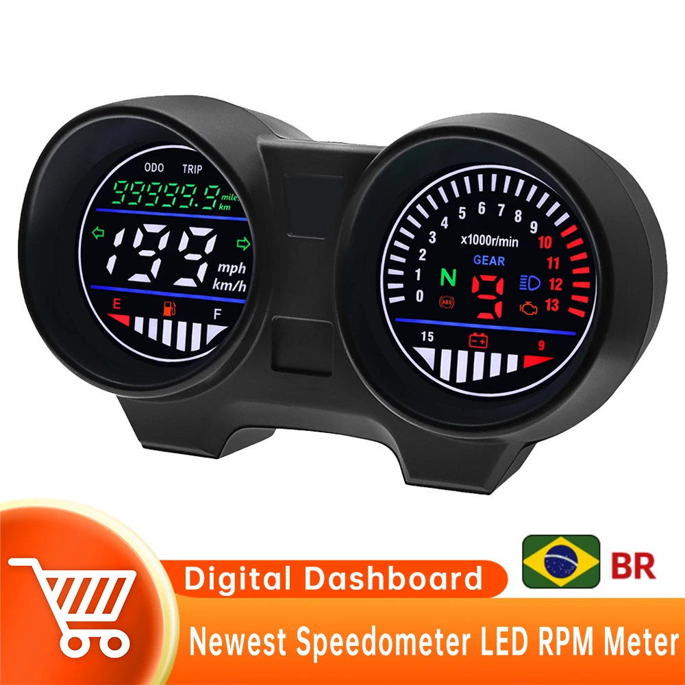 Motocicleta Digital Dashboard Velocímetro Indicador de Nível de Óleo ...