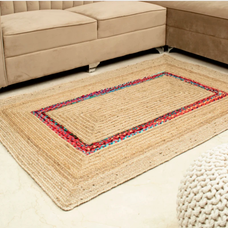 

Rug 100% Jute Cotton Reversible Runner Handmade Carpet Living Modern Area Rugs