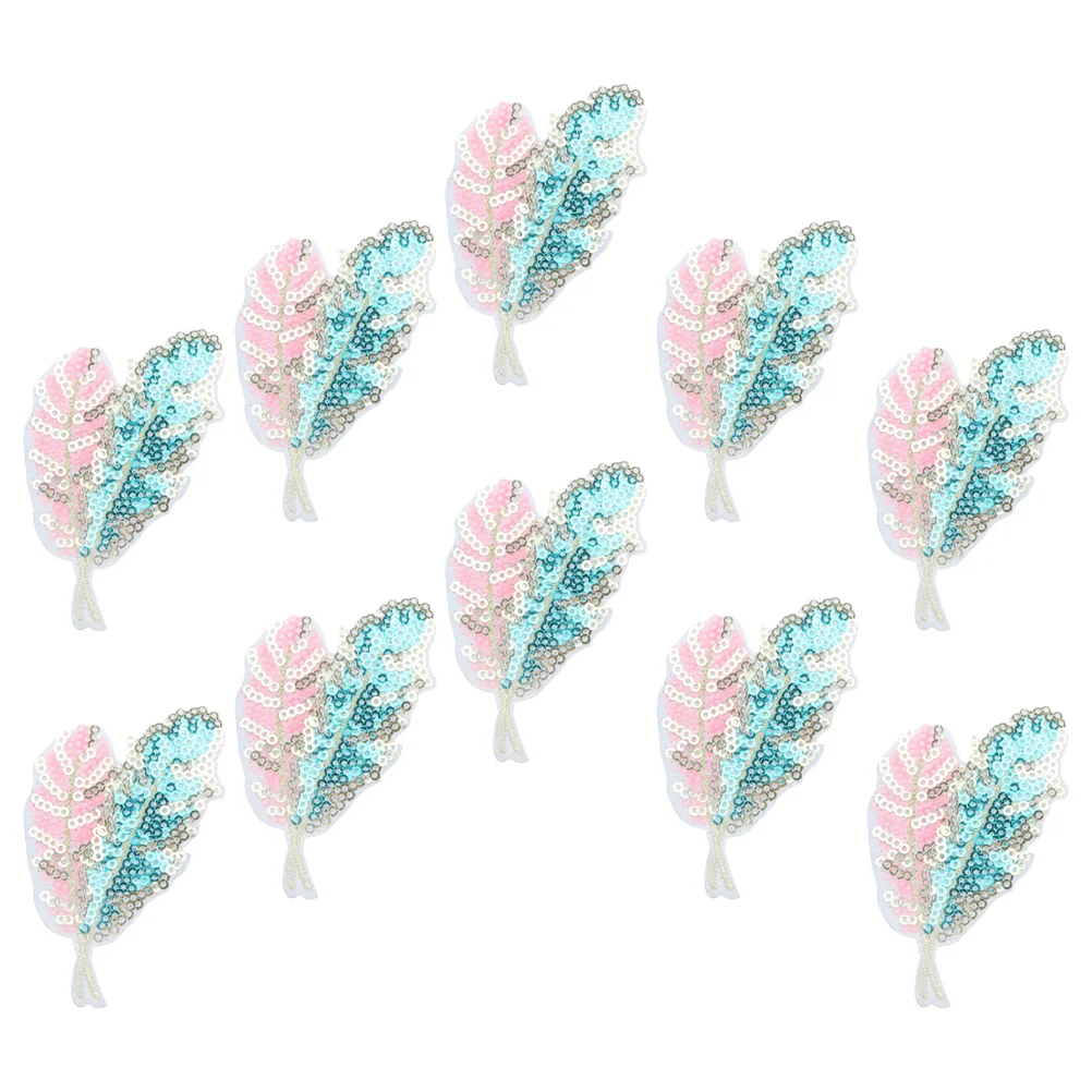 

10 Pcs Sequin Leaf Cloth Patch Hat Patches Delicate Clothes Caps Clothing Small Decorative Iron Coat Fabric Compact Accessories